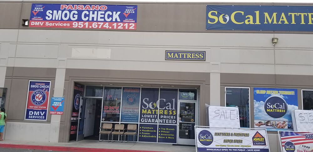 PAISANO SMOG TEST ONLY storefront at 18281 Collier Avenue in Lake Elsinore, California
